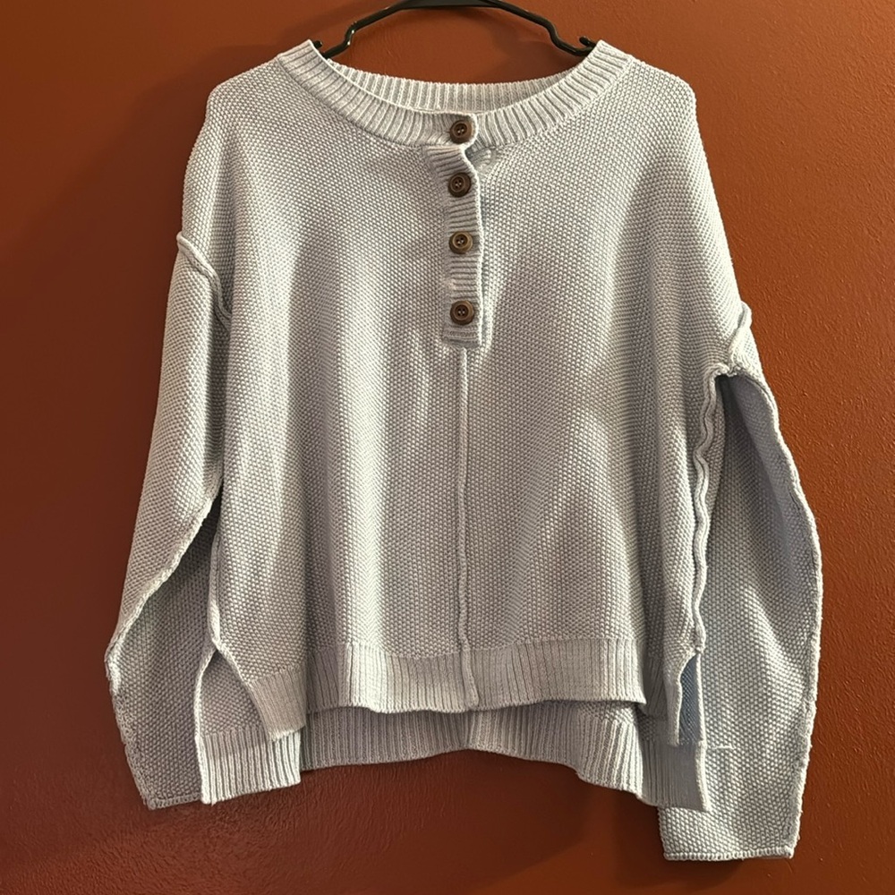 Natural Reflections Waffle Knit Henley Sweater